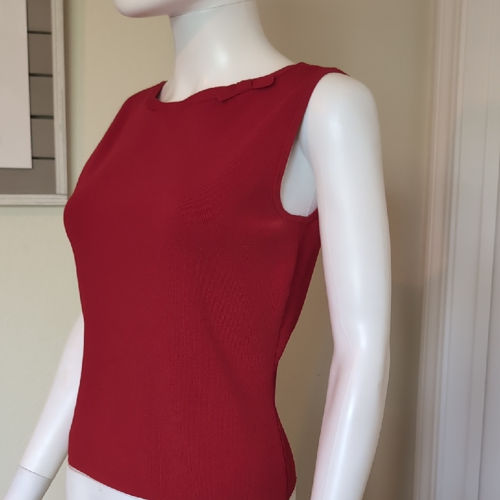August Silk® Red Sleeveless Top w Bows Low Back SzM Like New